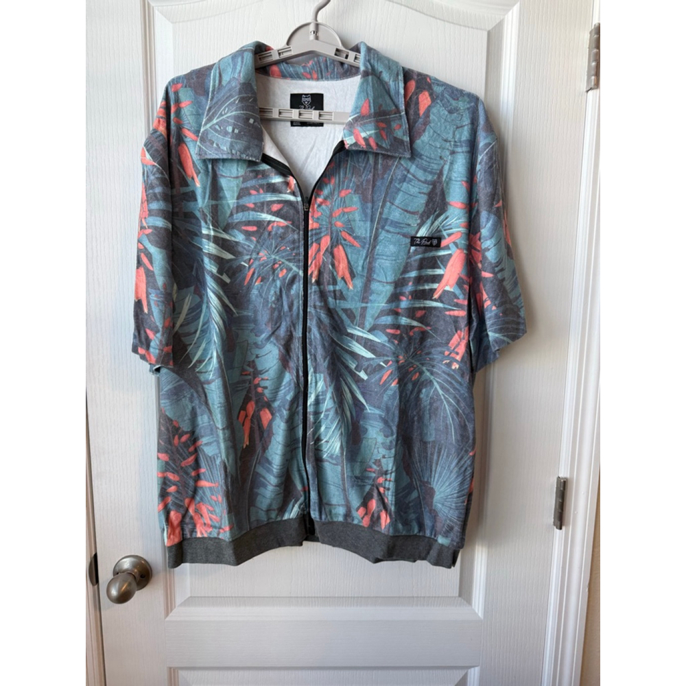 Men's The Pack Casual Button Down Shirt 3XL Blue Orange Tropical